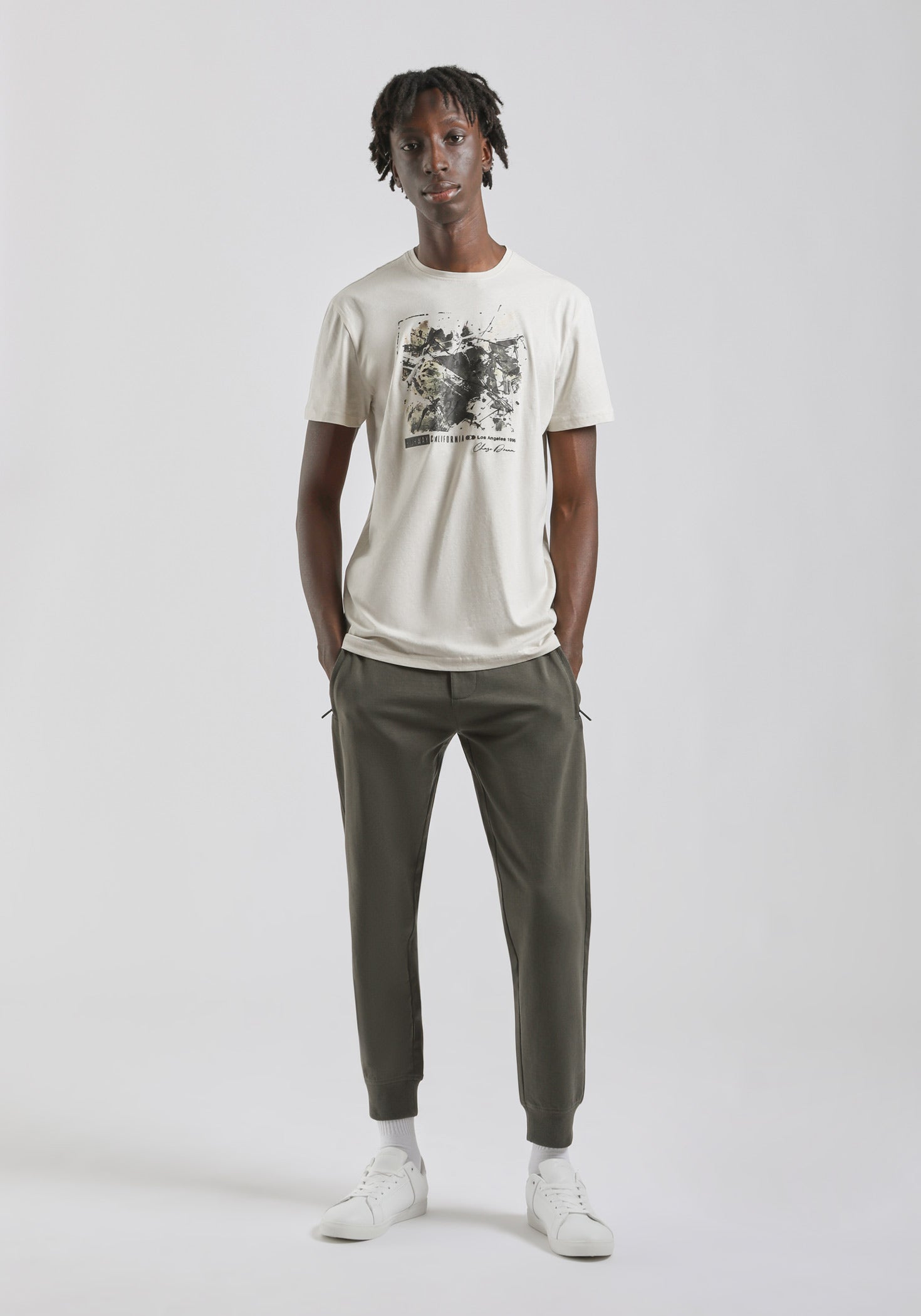 T-shirt 100% cotone con stampa|Colore:Ecrù