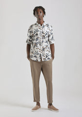 Camicia misto lino fantasia|Colore:Bianco