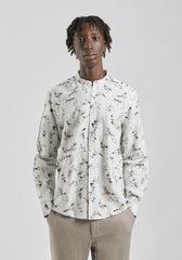 Camicia misto lino fantasia|Colore:Bianco