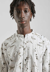 Camicia misto lino fantasia|Colore:Bianco