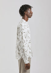 Camicia misto lino fantasia|Colore:Bianco