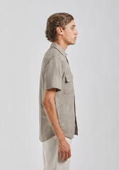 Camicia mezza manica misto lino|Colore:Fango