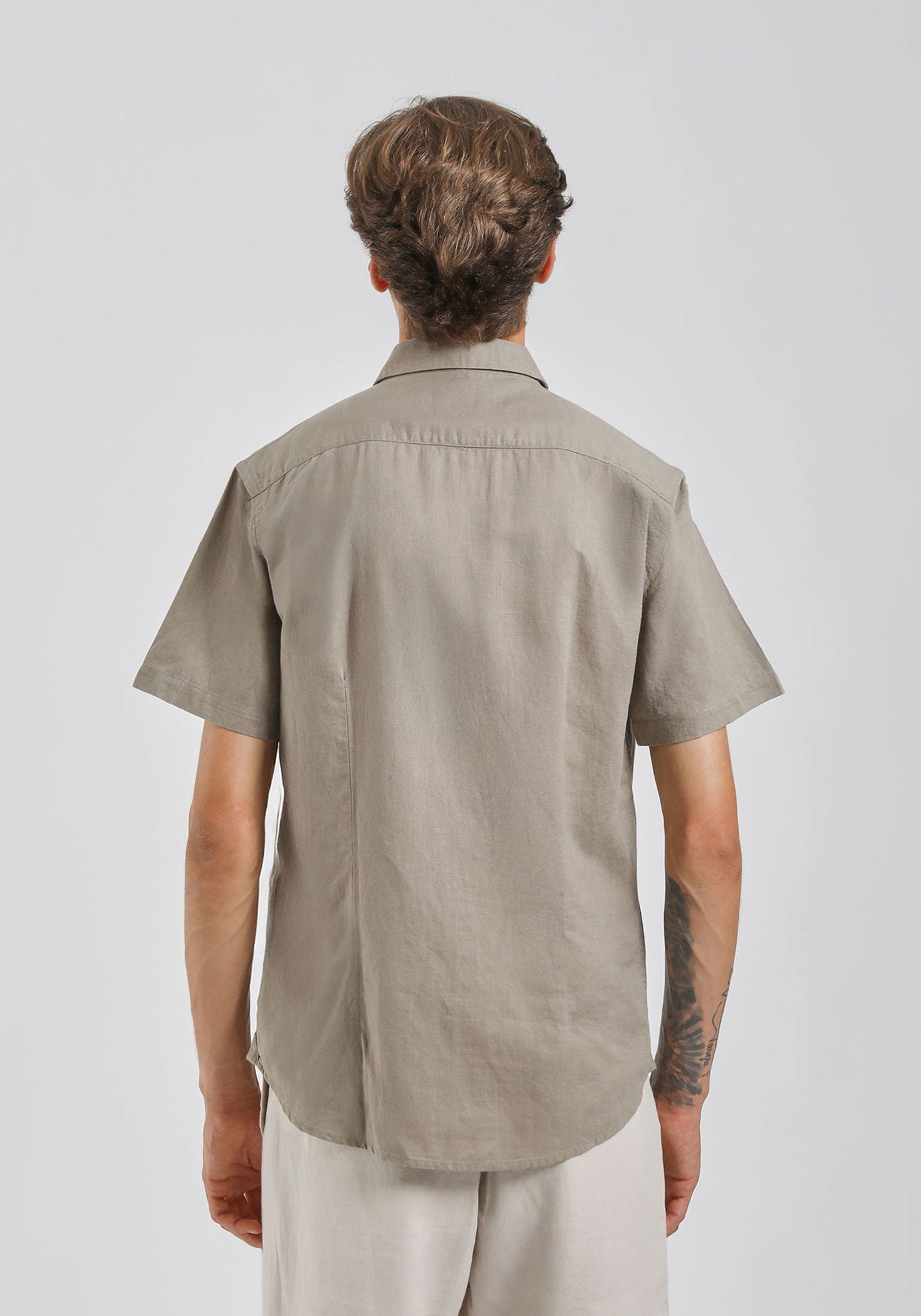 Camicia mezza manica misto lino|Colore:Fango