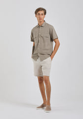 Camicia mezza manica misto lino|Colore:Fango