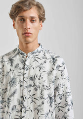 Camicia misto lino fantasia|Colore:Bianco