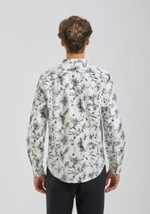 Camicia misto lino fantasia|Colore:Bianco