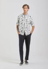 Camicia misto lino fantasia|Colore:Bianco