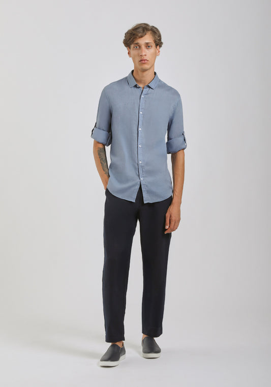 Pantaloni misto lino|Colore:Denim