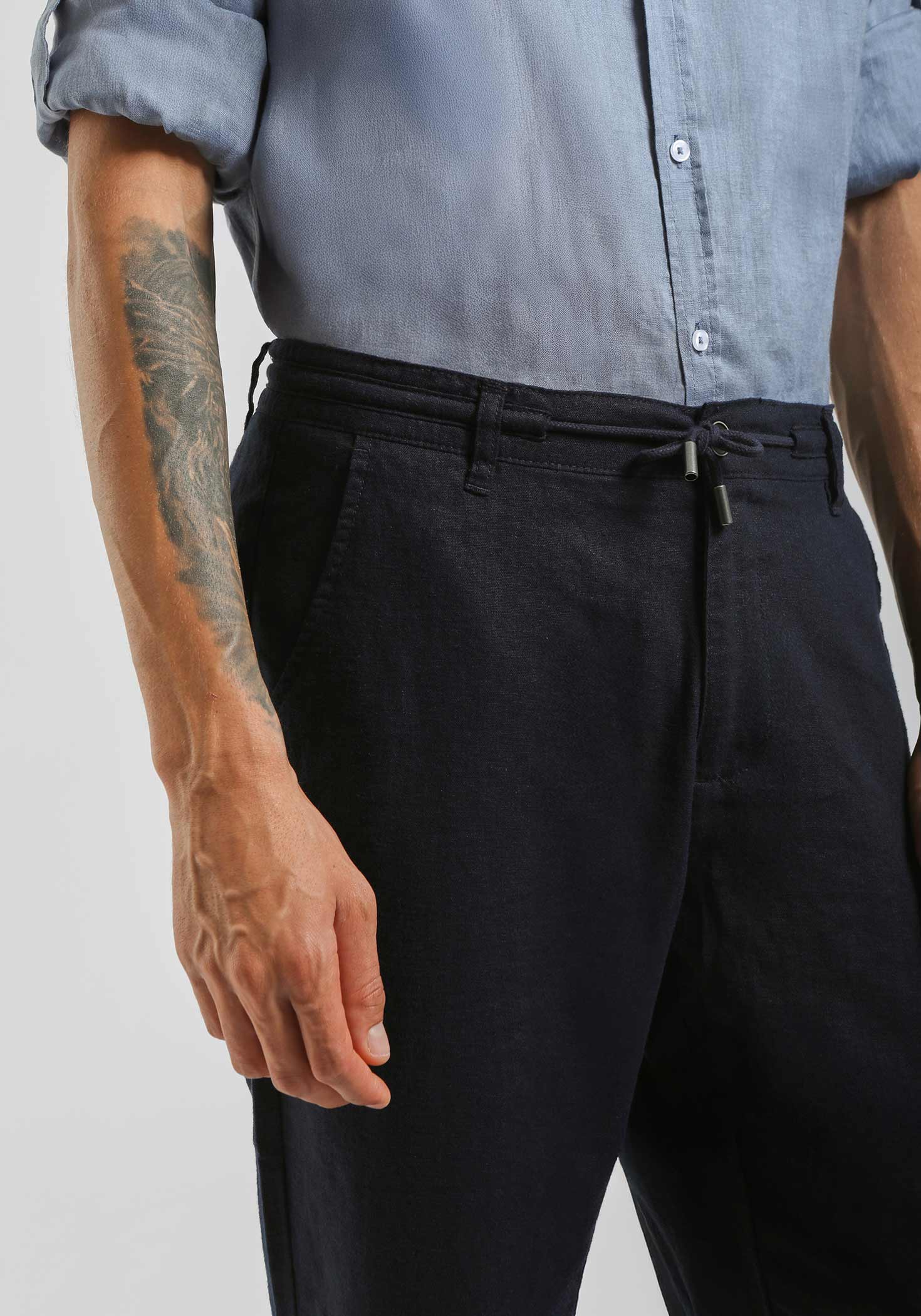 Pantaloni misto lino|Colore:Denim