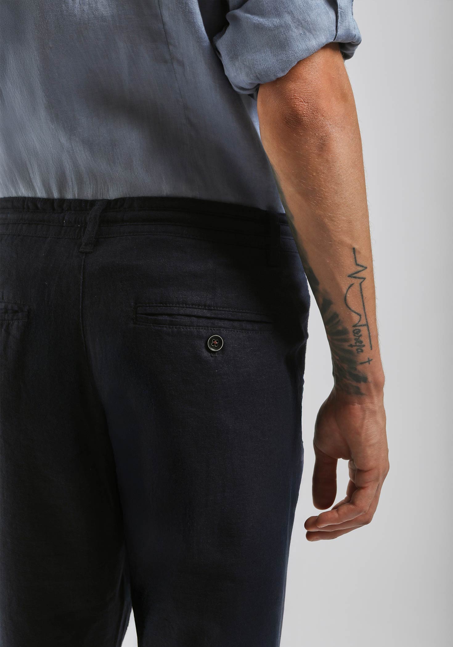 Pantaloni misto lino|Colore:Denim
