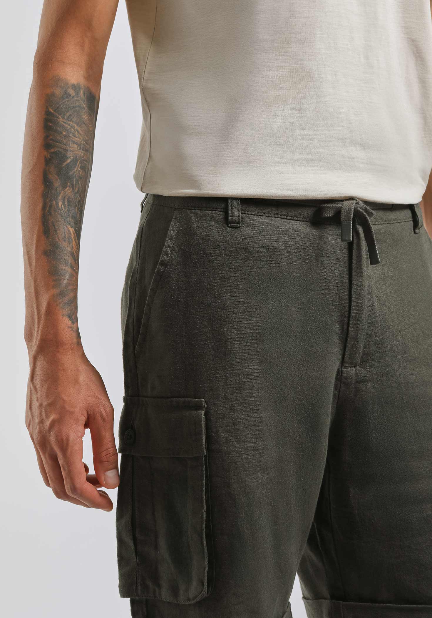 Bermuda misto lino con tasconi|Colore:Verde