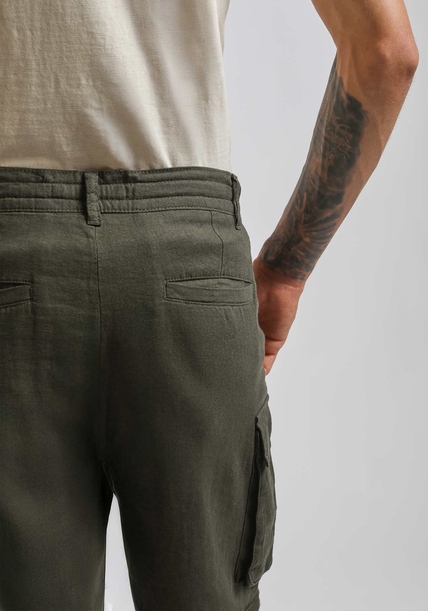 Bermuda misto lino con tasconi|Colore:Verde