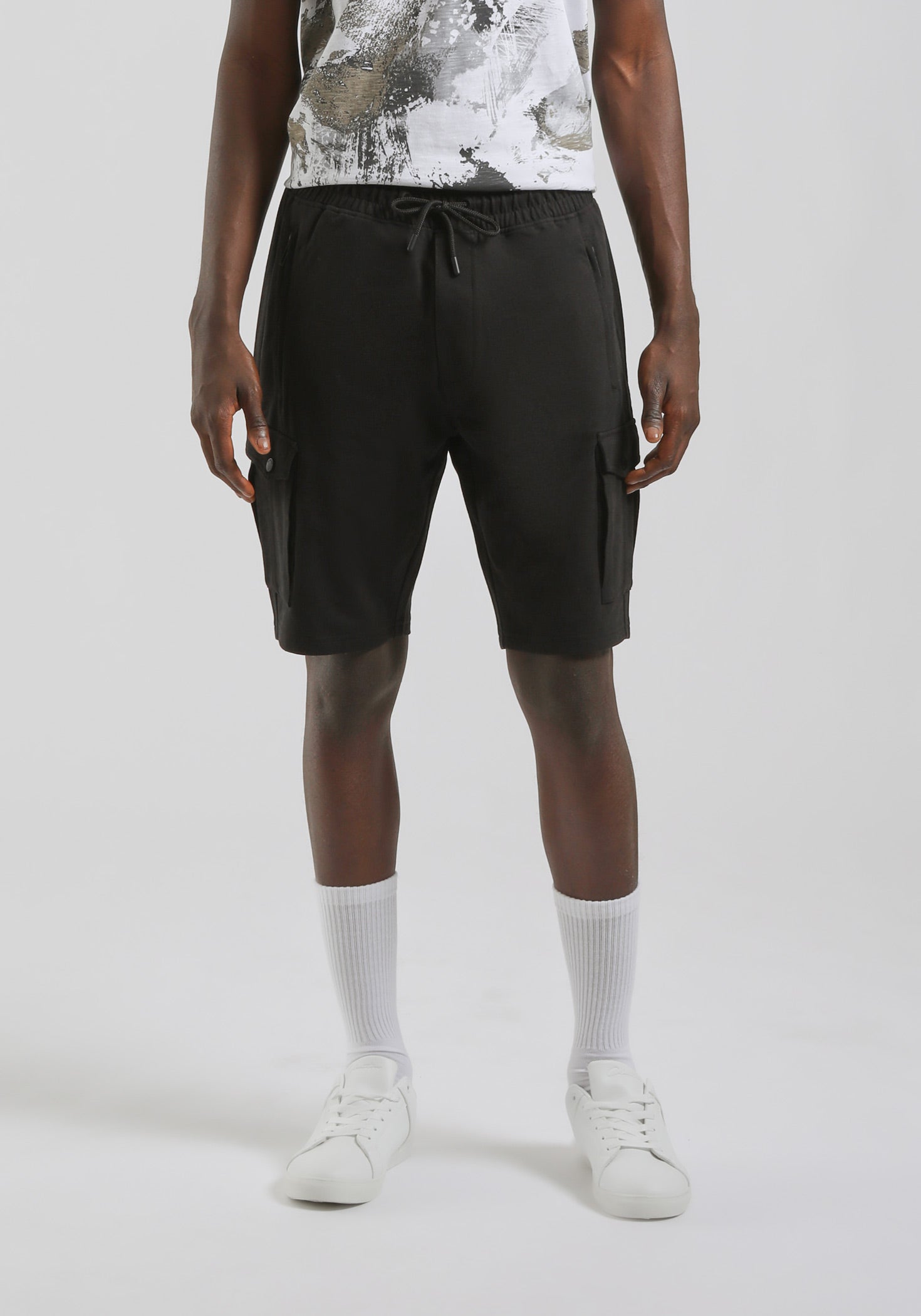 Bermuda cargo in felpa|Colore:Nero