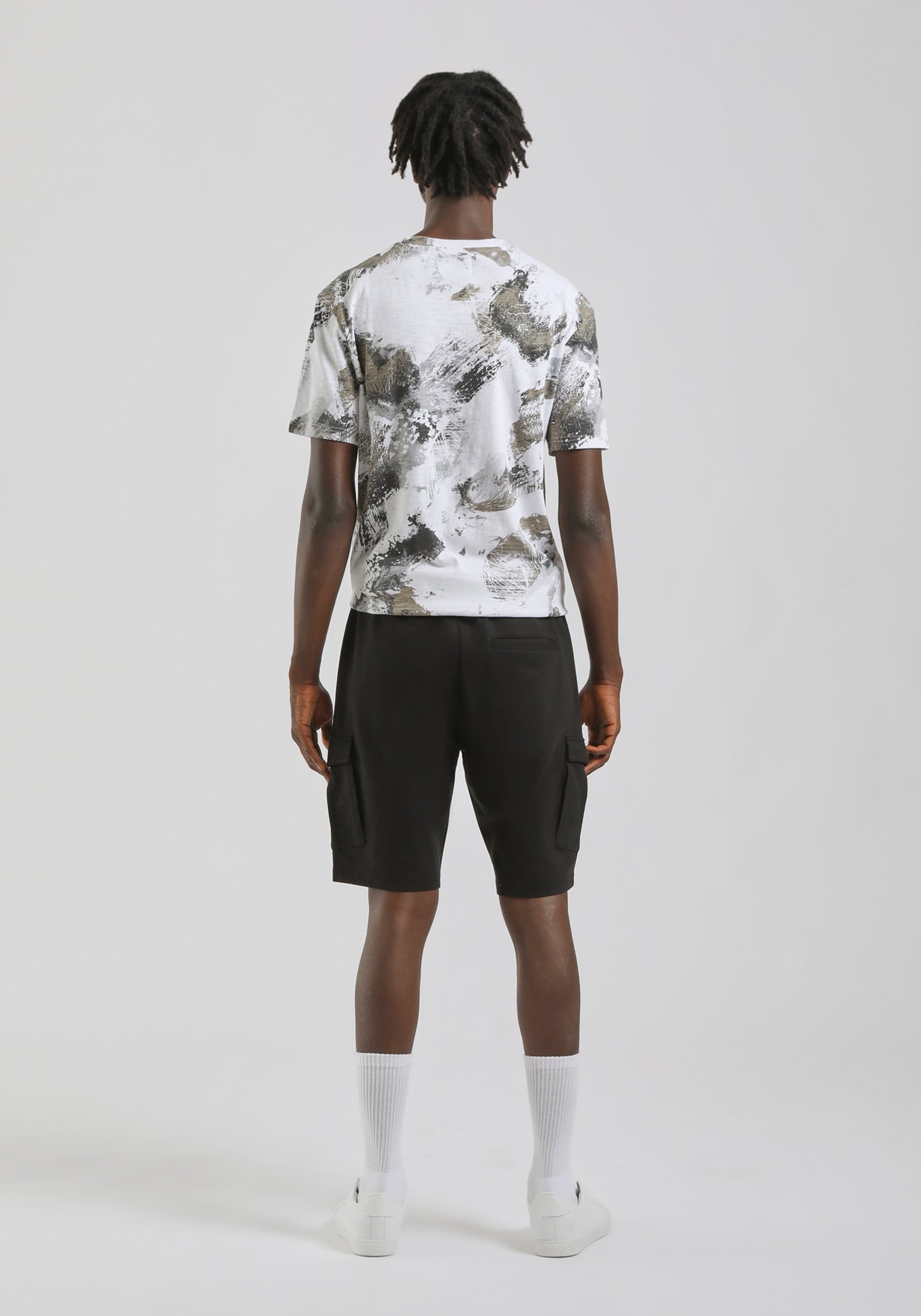 Bermuda cargo in felpa|Colore:Nero