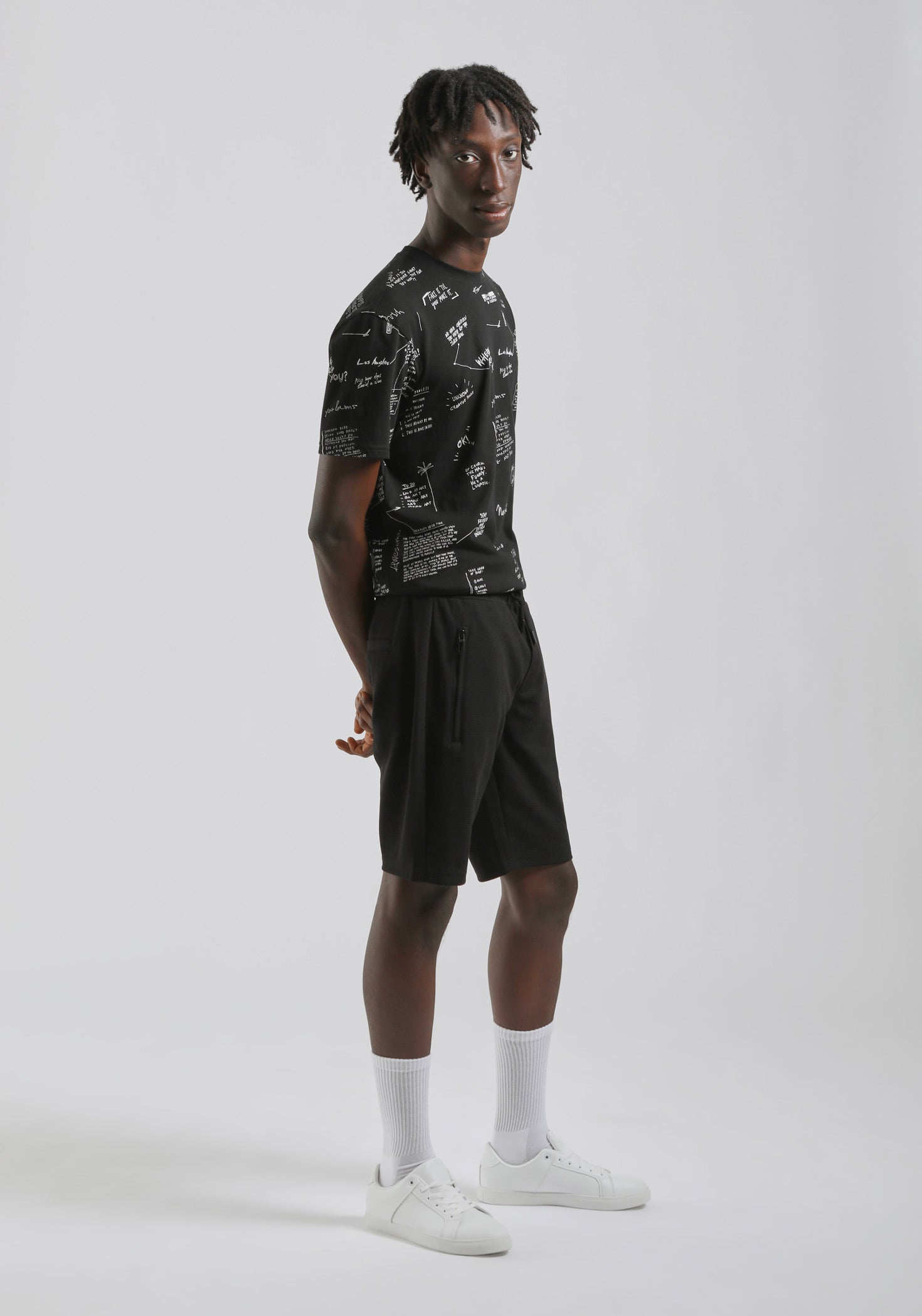 Bermuda in felpa strutturato|Colore:Nero