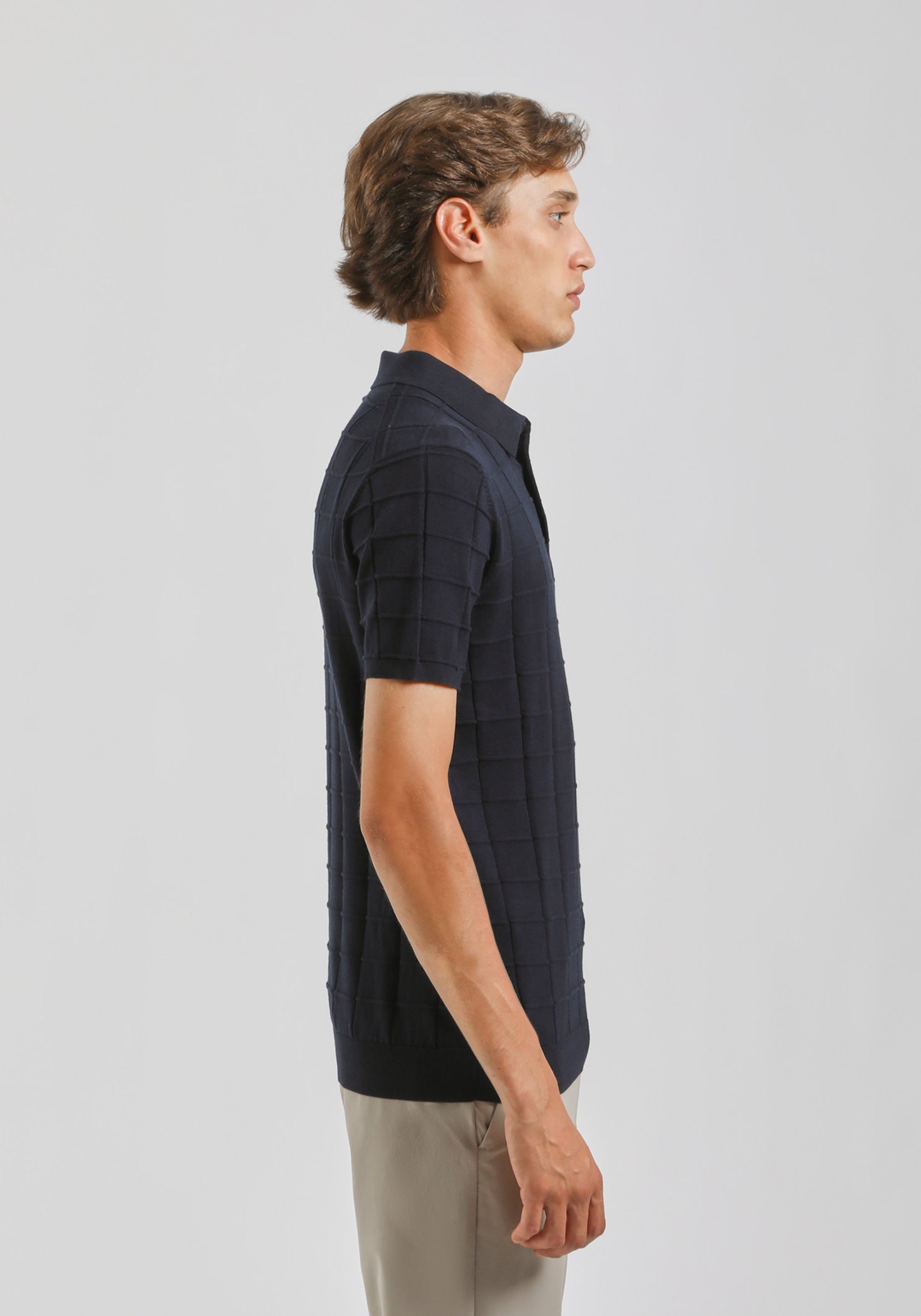 Polo in maglia a coste|Colore:Avion