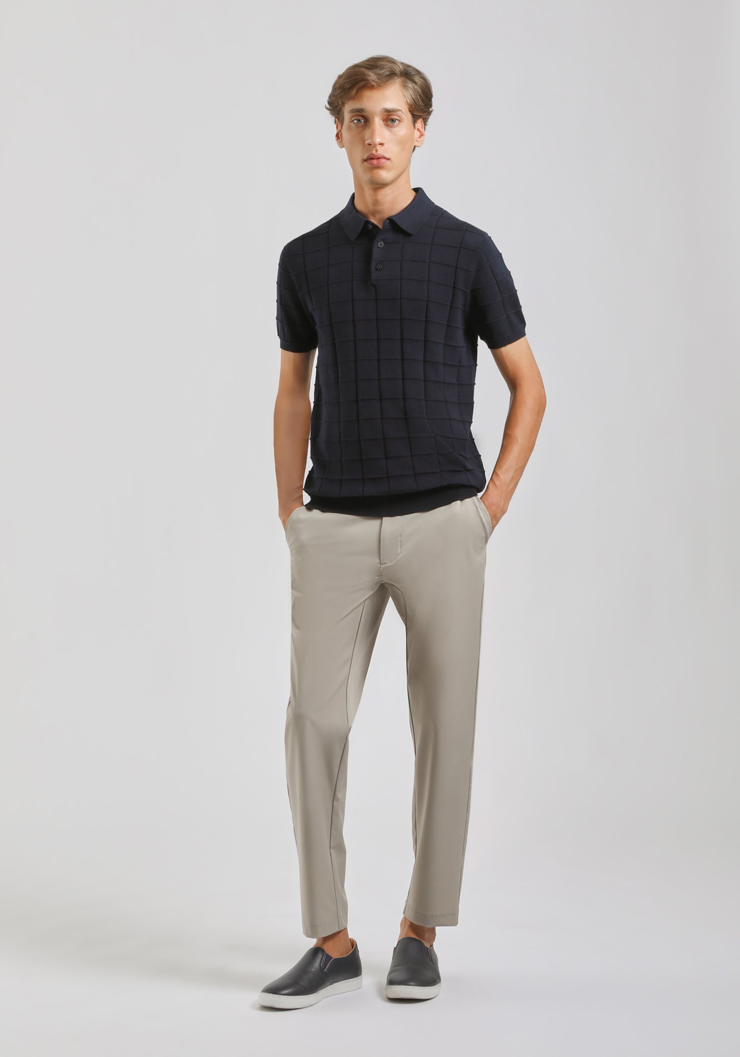 Polo in maglia a coste|Colore:Avion