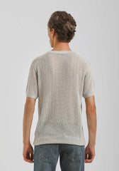 T-shirt in maglia forata|Colore:Beige melange