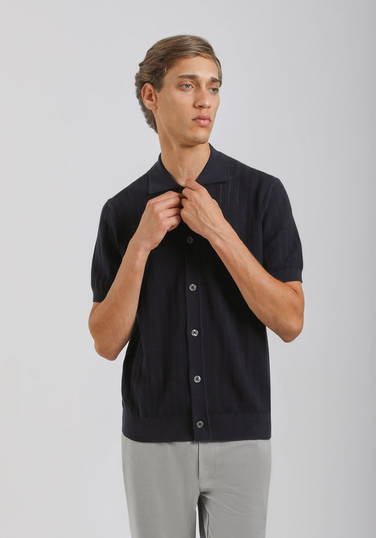 Cardigan polo in maglia|Colore:Avion