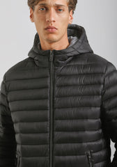 Giubbotto imbottito con cappuccio|Colore:Nero