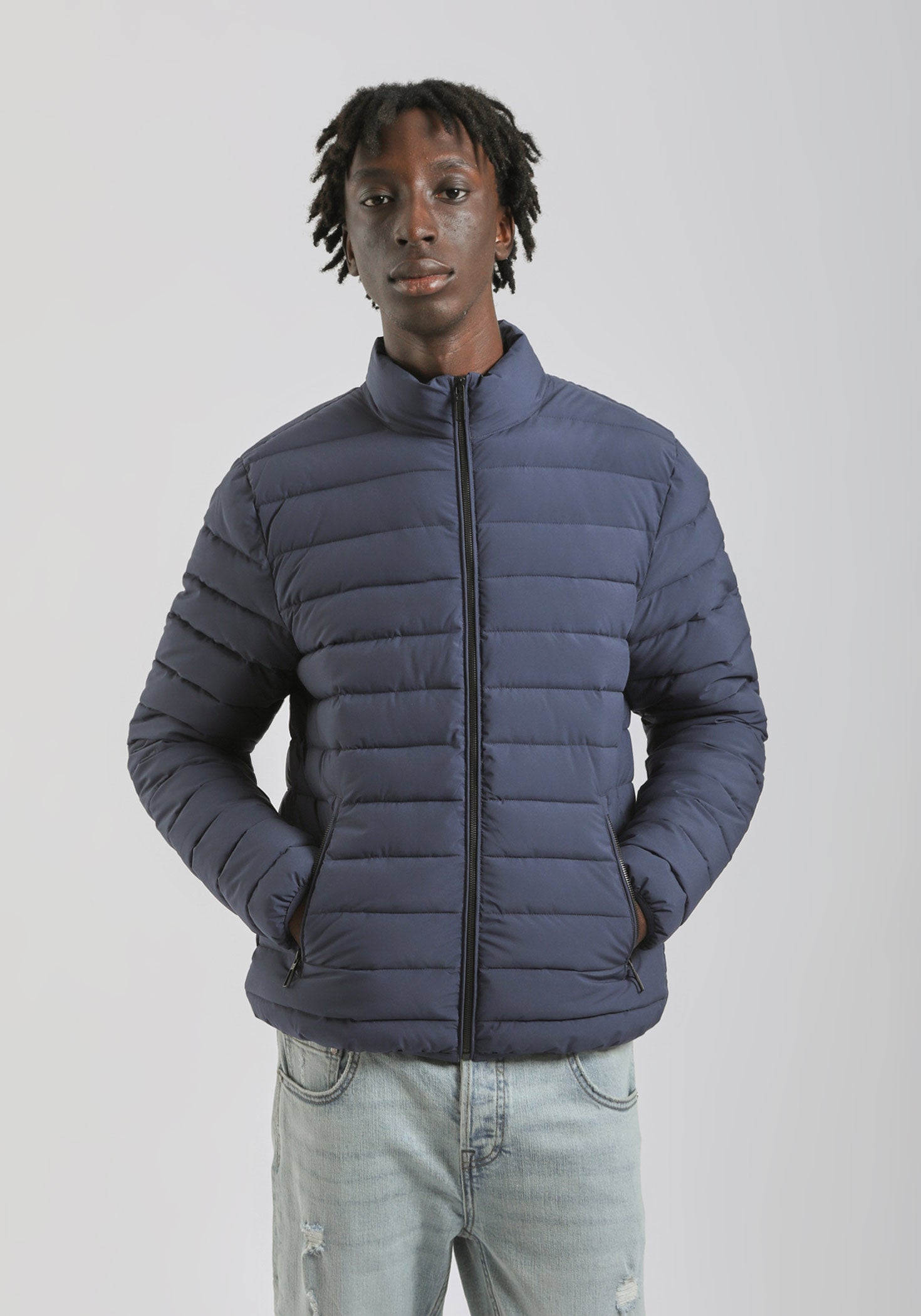 Giubbotto imbottito con collo lupetto|Colore:Indaco