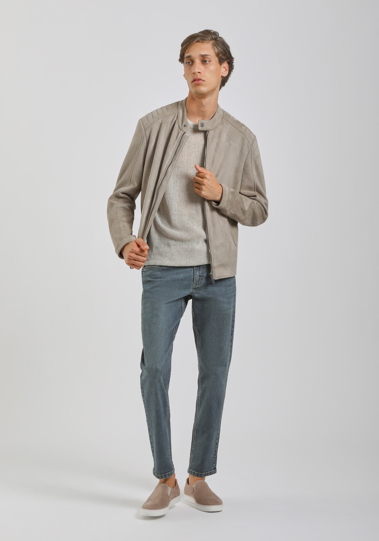 Giubbotto biker effetto camoscio|Colore:Sabbia