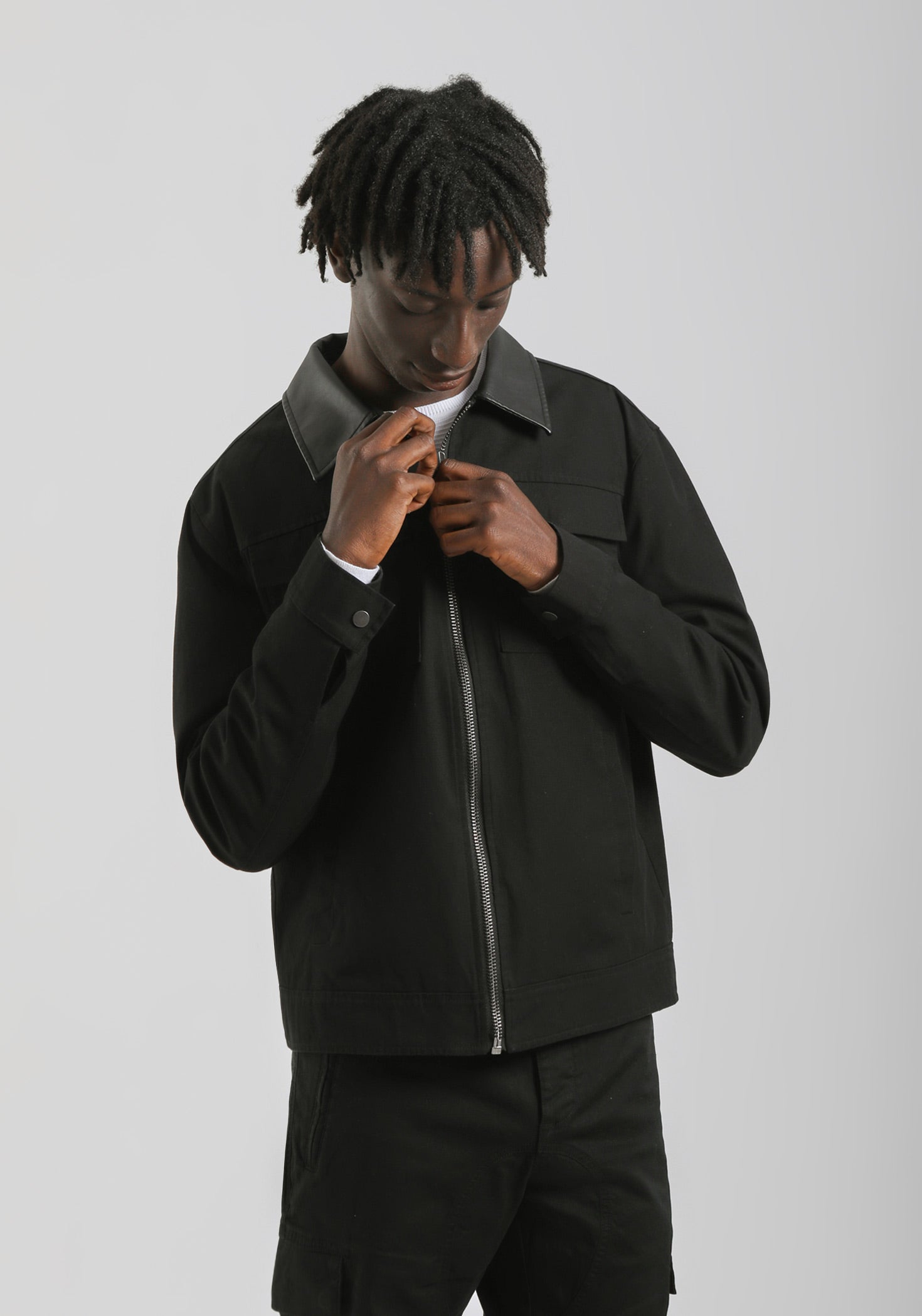 Giacca camicia in cotone|Colore:Nero