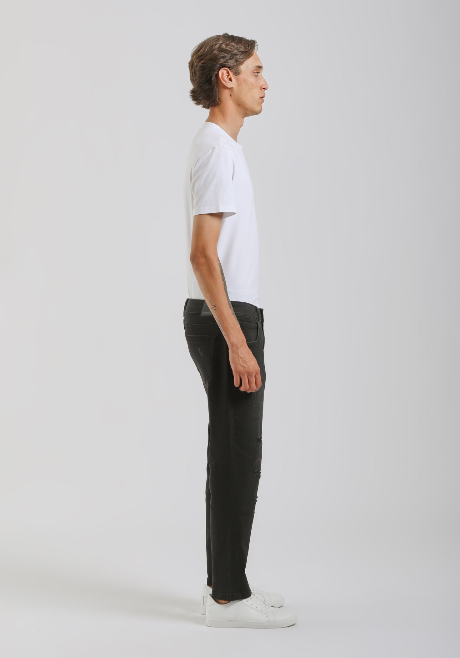 Jeans skinny fit nero con strappi|Colore:Jeans nero