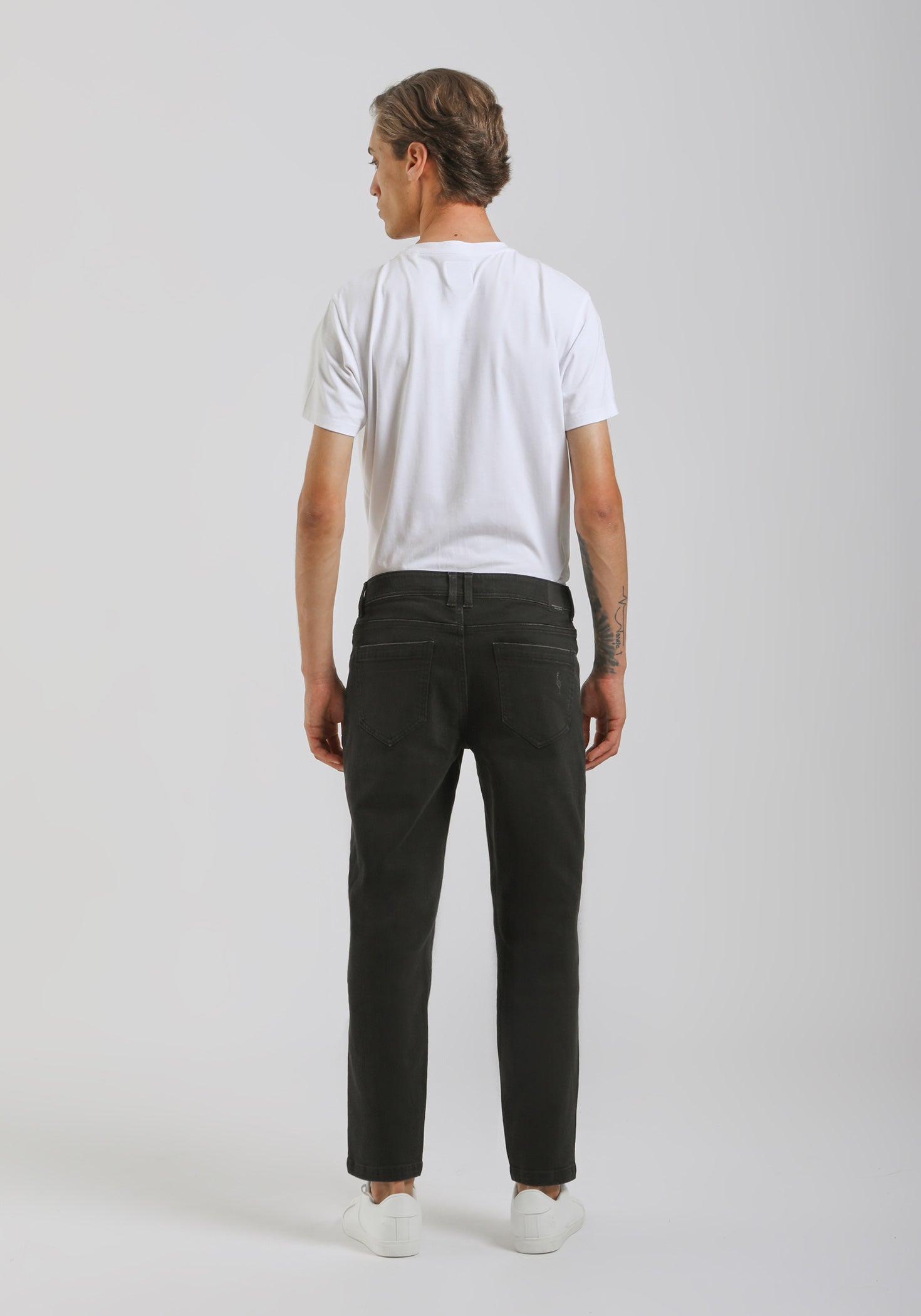 Jeans skinny fit nero con strappi|Colore:Jeans nero