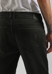 Jeans skinny fit nero con strappi|Colore:Jeans nero