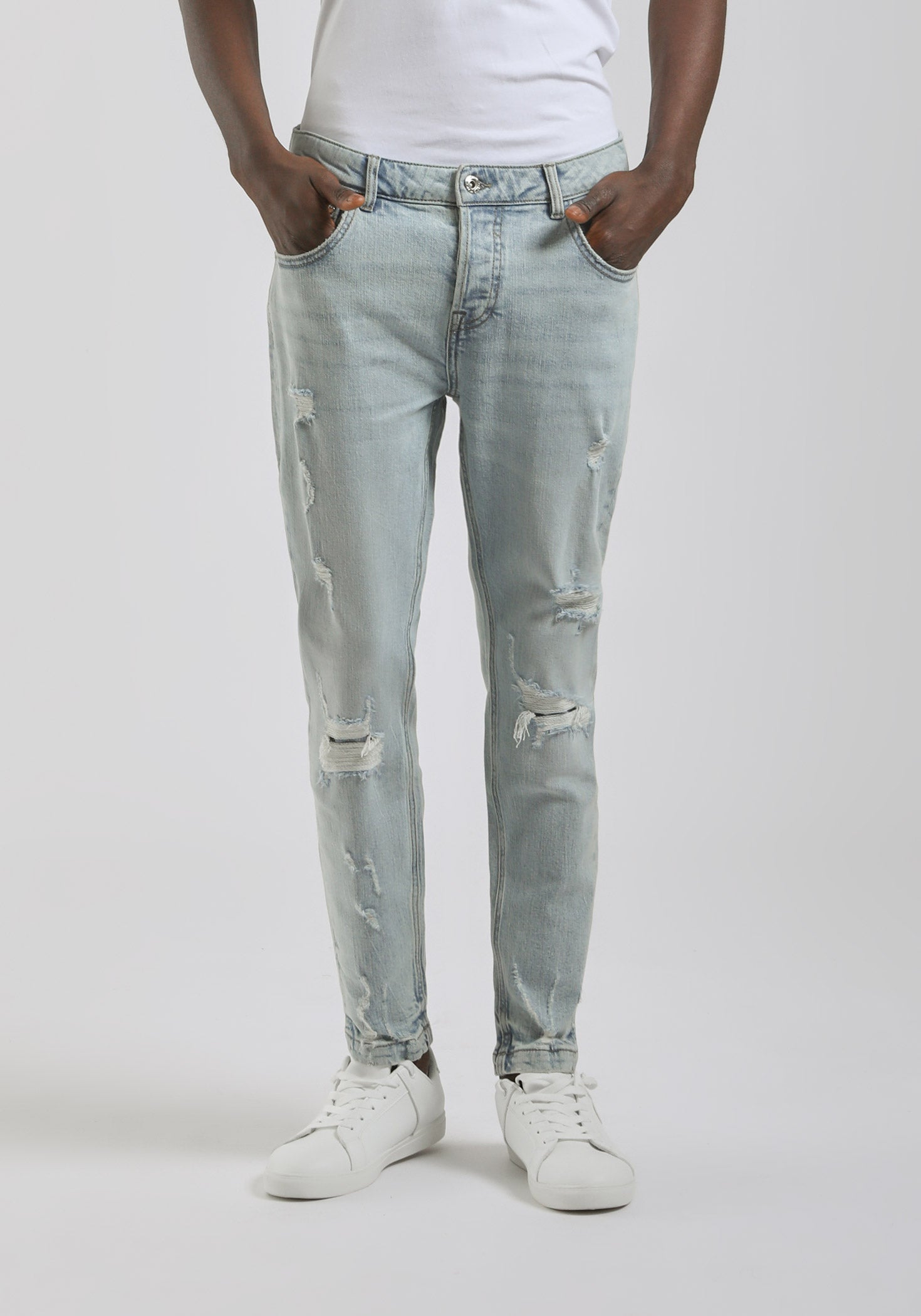 Jeans skinny fit con strappi|Colore:Jeans