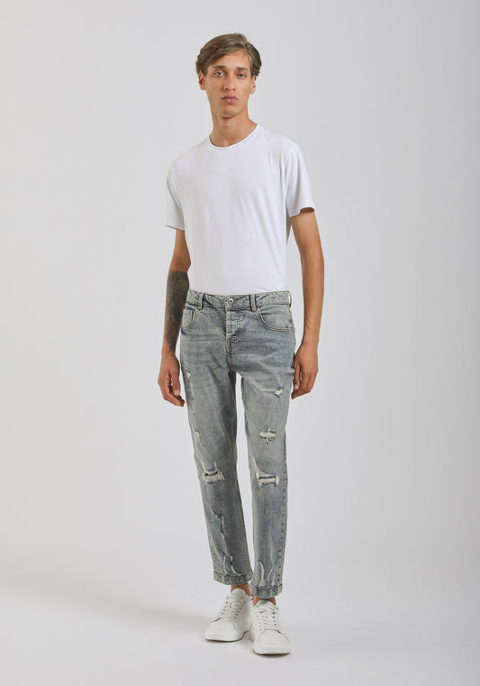 Jeans skinny fit con strappi|Colore:Jeans