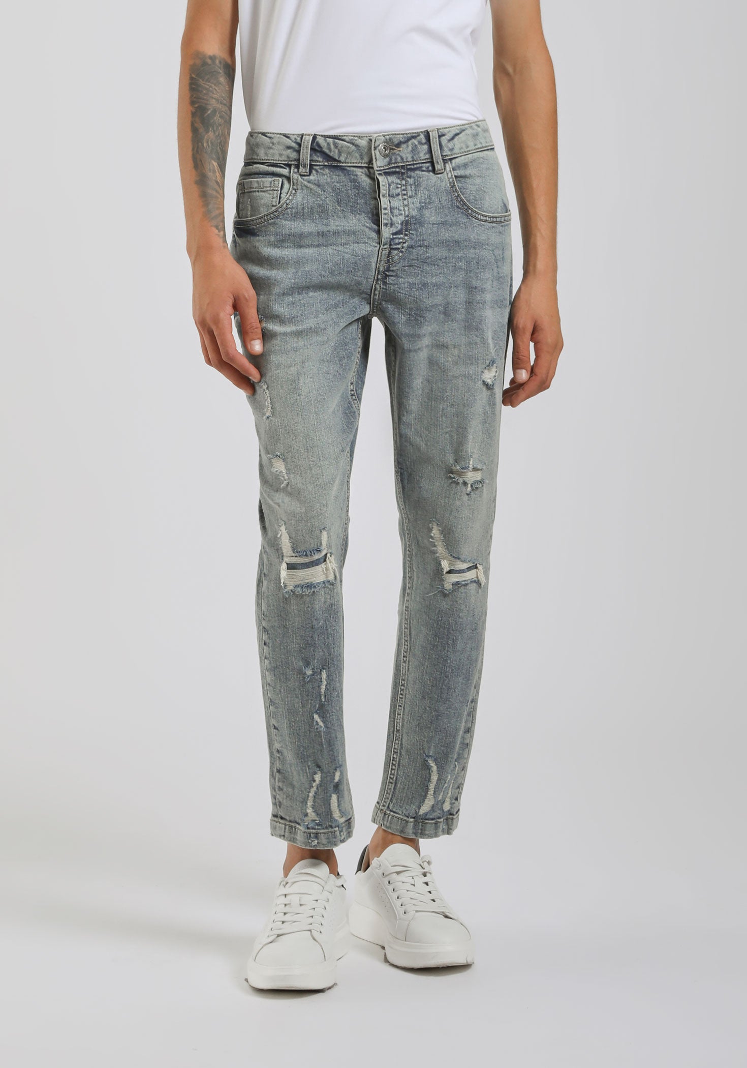 Jeans skinny fit con strappi|Colore:Jeans