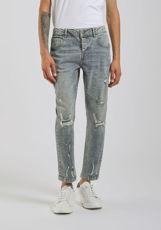 Jeans skinny fit con strappi|Colore:Jeans