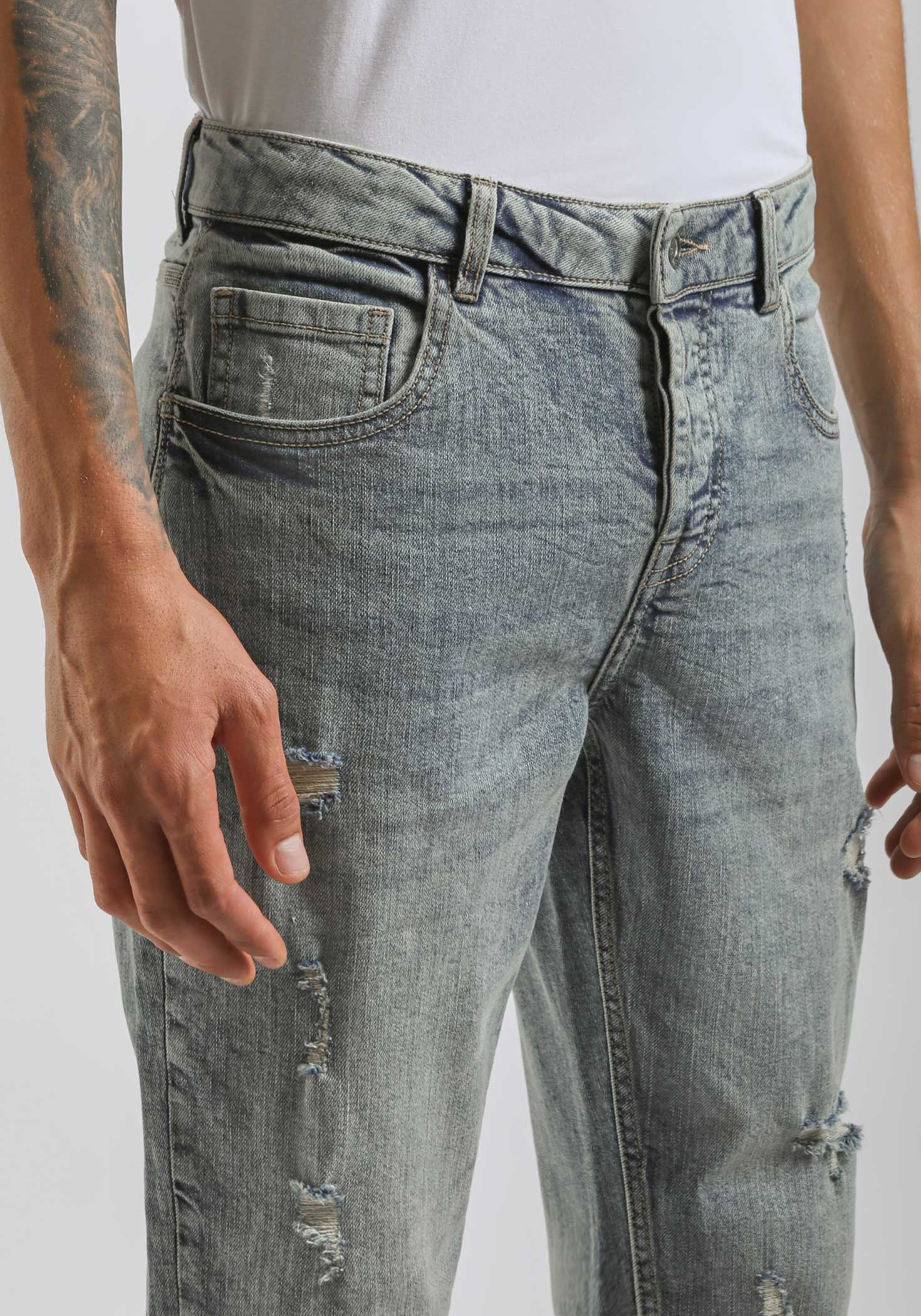 Jeans skinny fit con strappi|Colore:Jeans