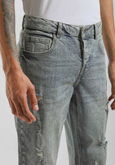 Jeans skinny fit con strappi|Colore:Jeans