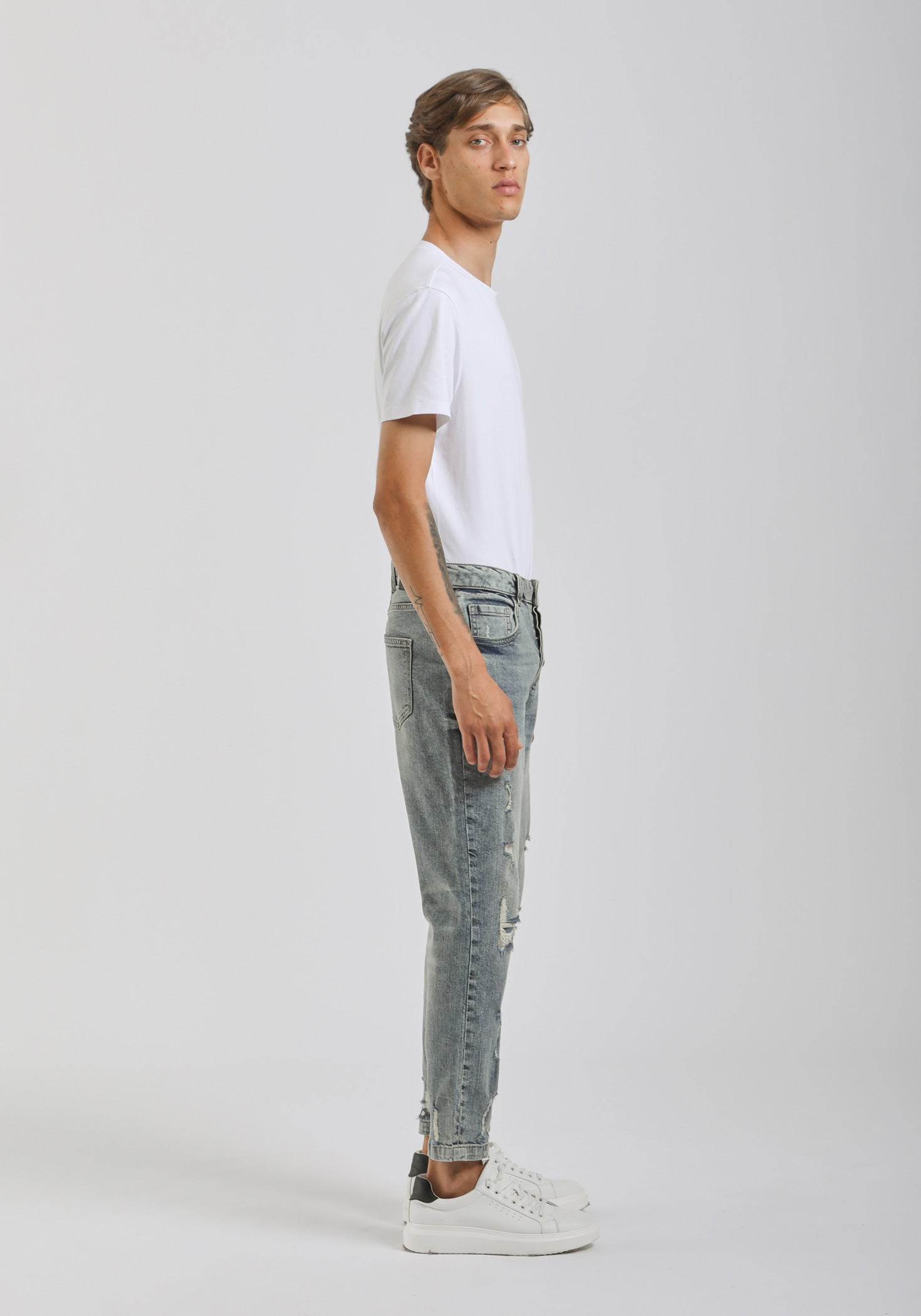 Jeans skinny fit con strappi|Colore:Jeans