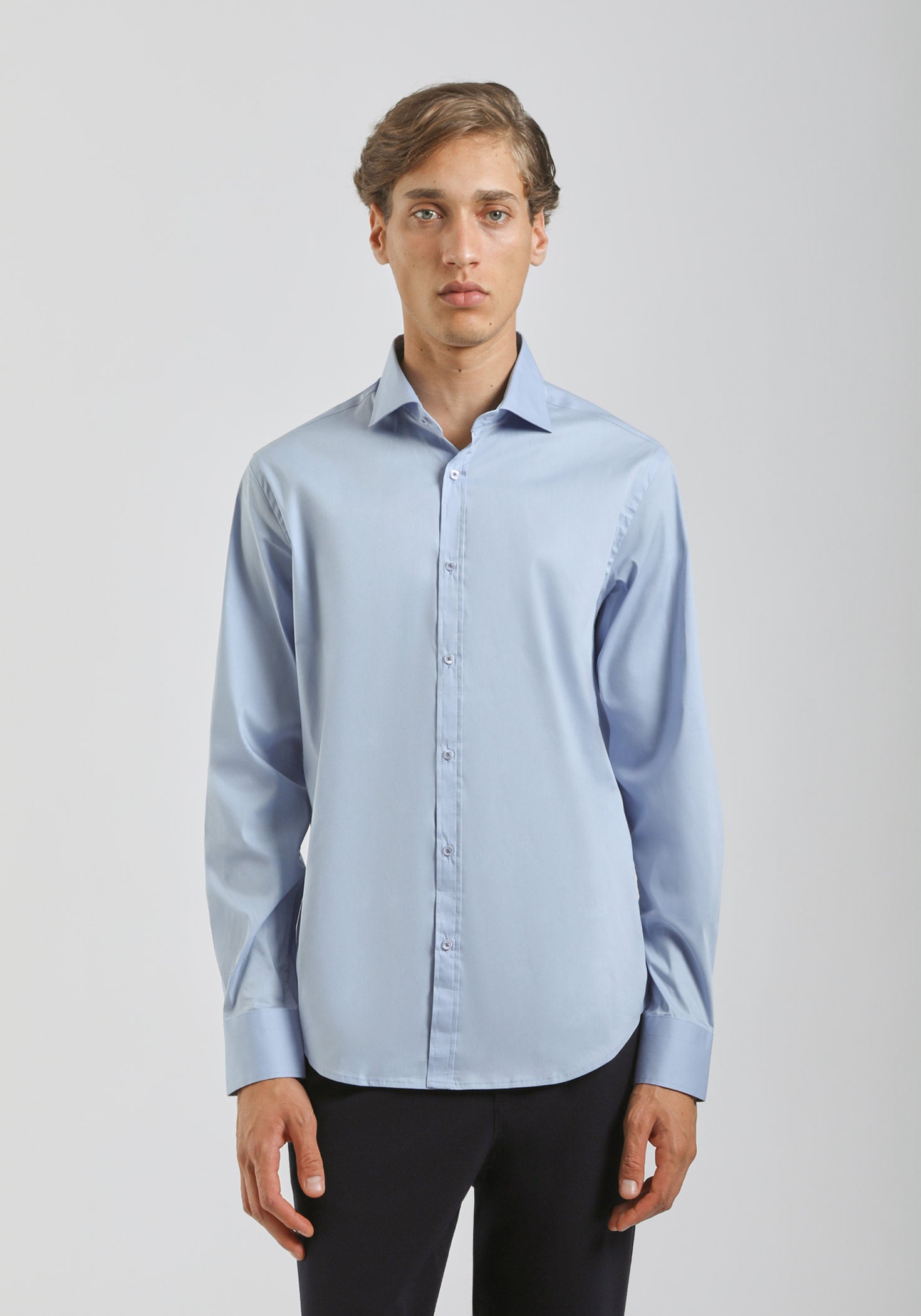 Camicia manica lunga in cotone|Colore:Celeste