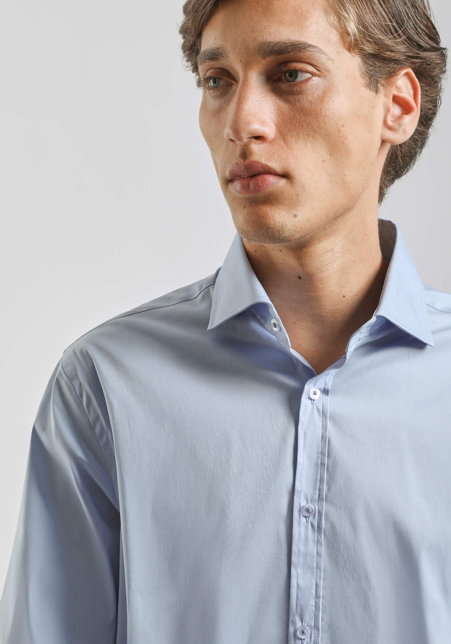 Camicia manica lunga in cotone|Colore:Celeste