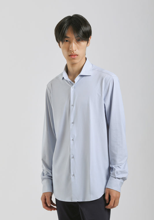 Camicia manica lunga con microfantasia|Colore:Celeste