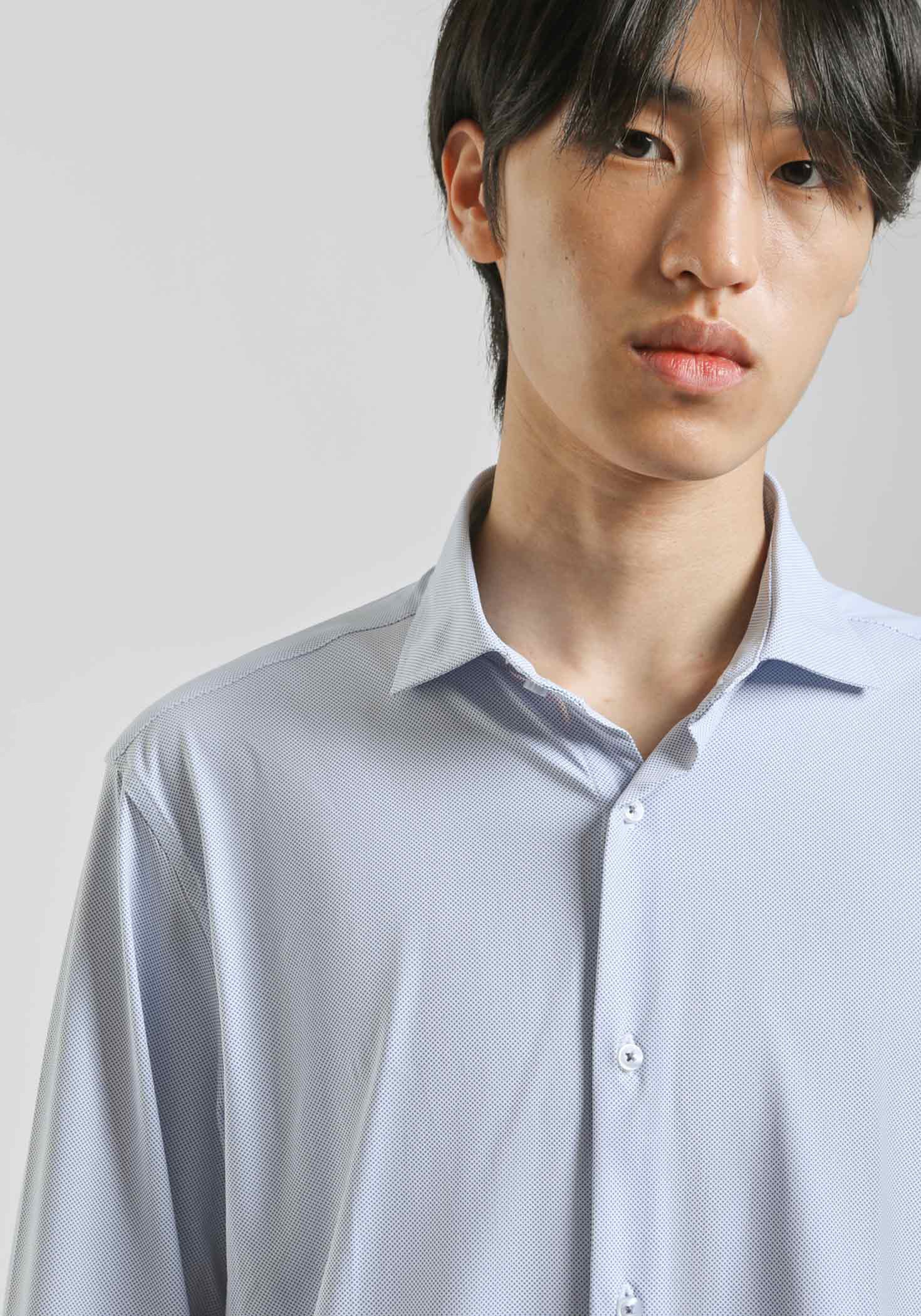 Camicia manica lunga con microfantasia|Colore:Celeste