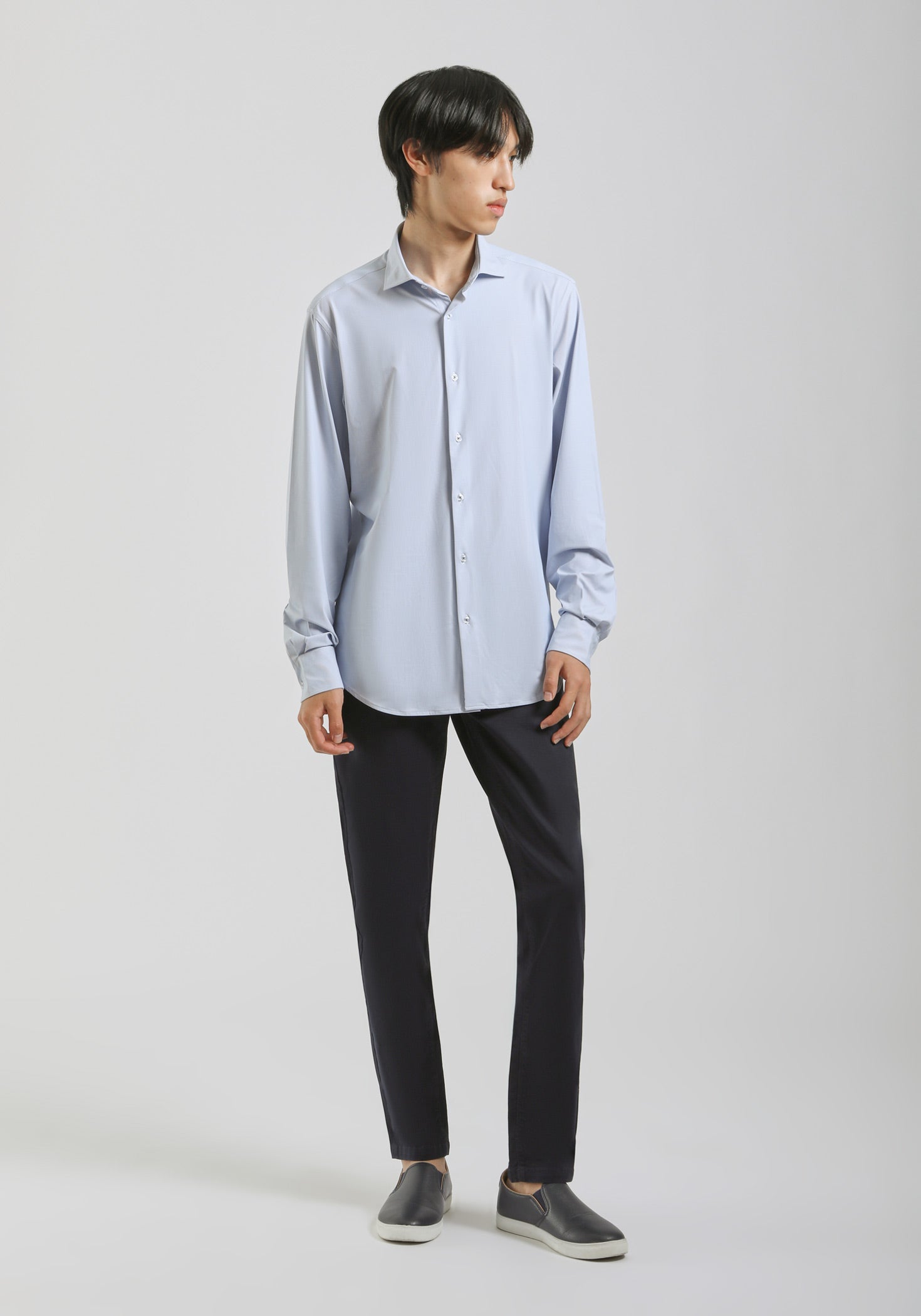 Camicia manica lunga con microfantasia|Colore:Celeste