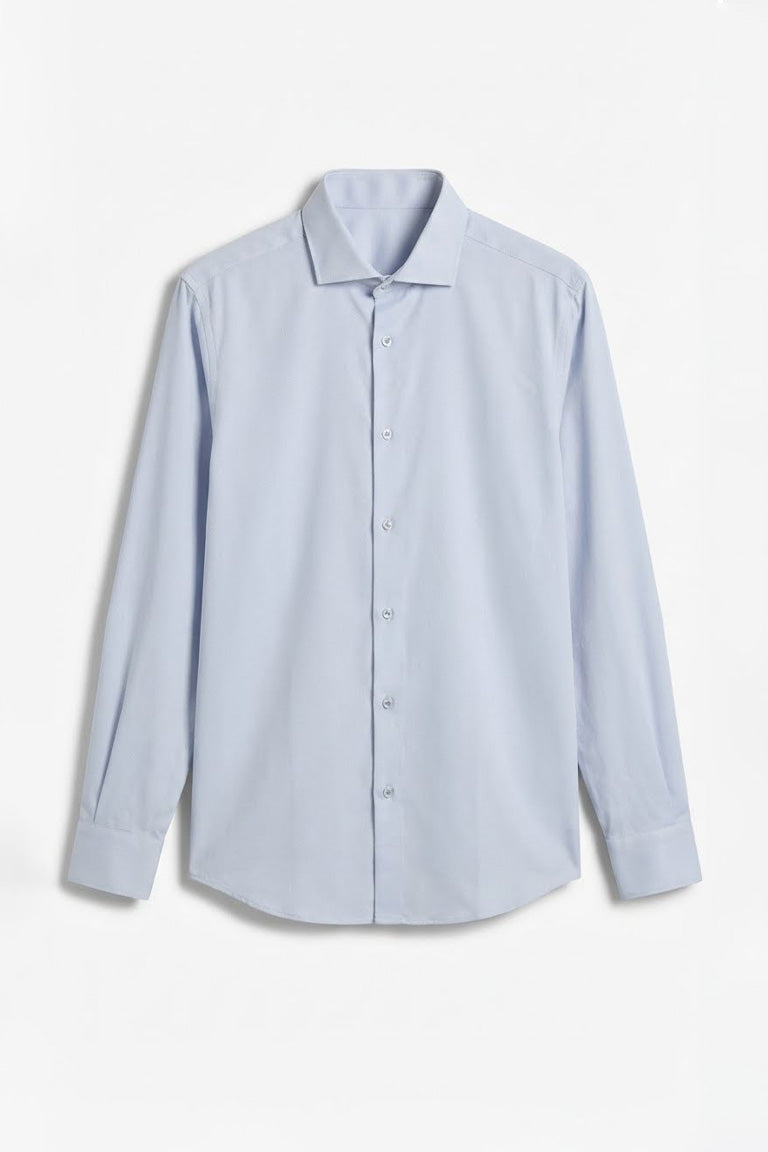 Camicia manica lunga con microfantasia|Colore:Celeste