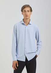 Camicia manica lunga con microfantasia|Colore:Cielo