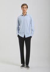 Camicia manica lunga con microfantasia|Colore:Cielo