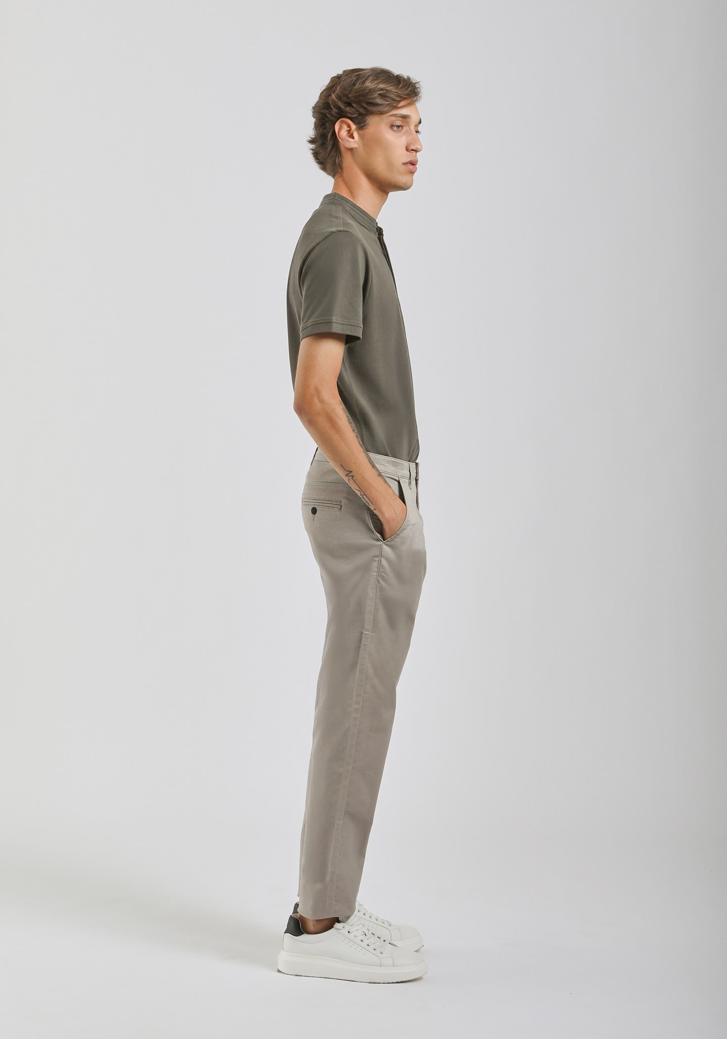 Pantaloni chino in cotone|Colore:Sabbia