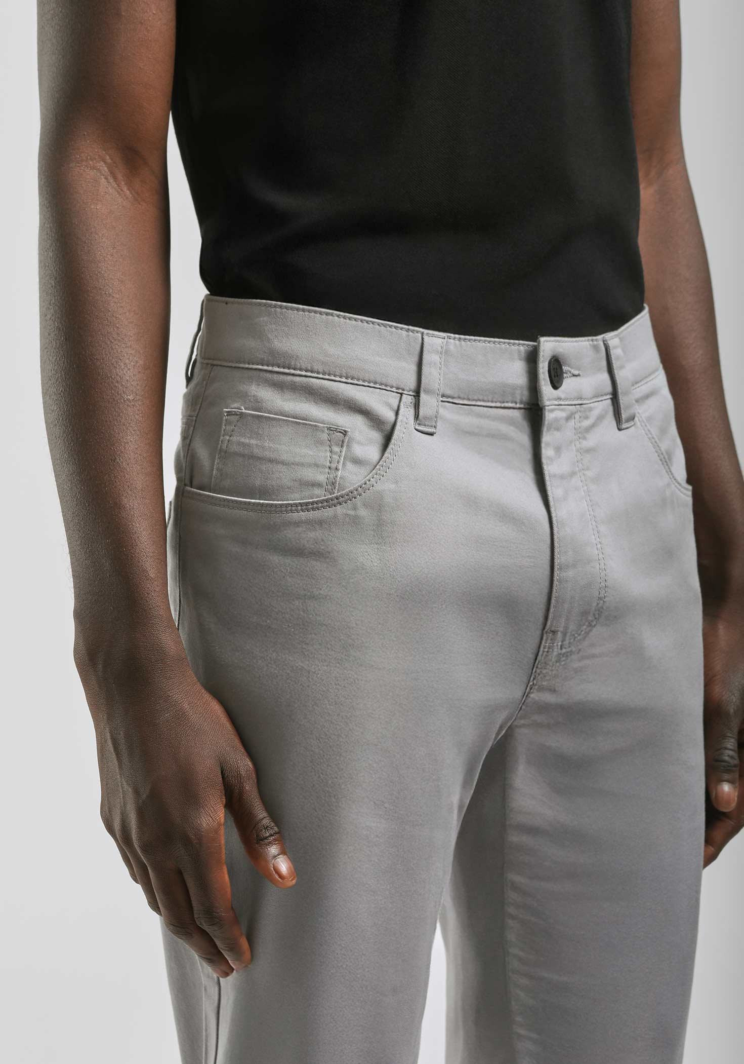 Pantaloni cinque tasche in cotone|Colore:Grigio chiaro