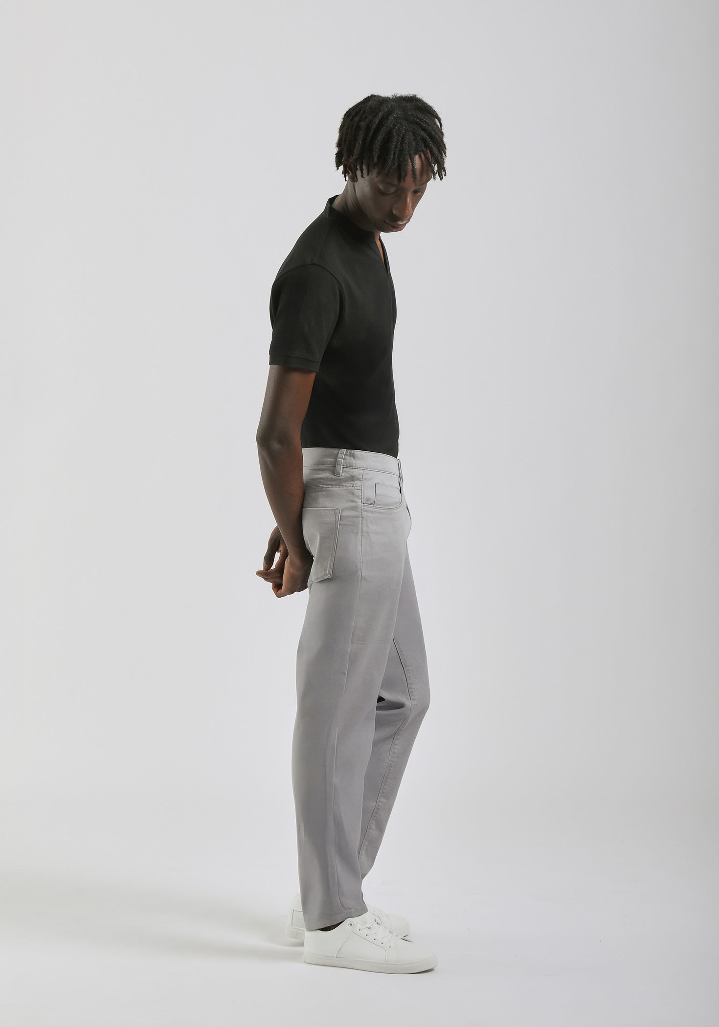 Pantaloni cinque tasche in cotone|Colore:Grigio chiaro