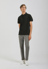 Polo con zip 100% cotone|Colore:Nero