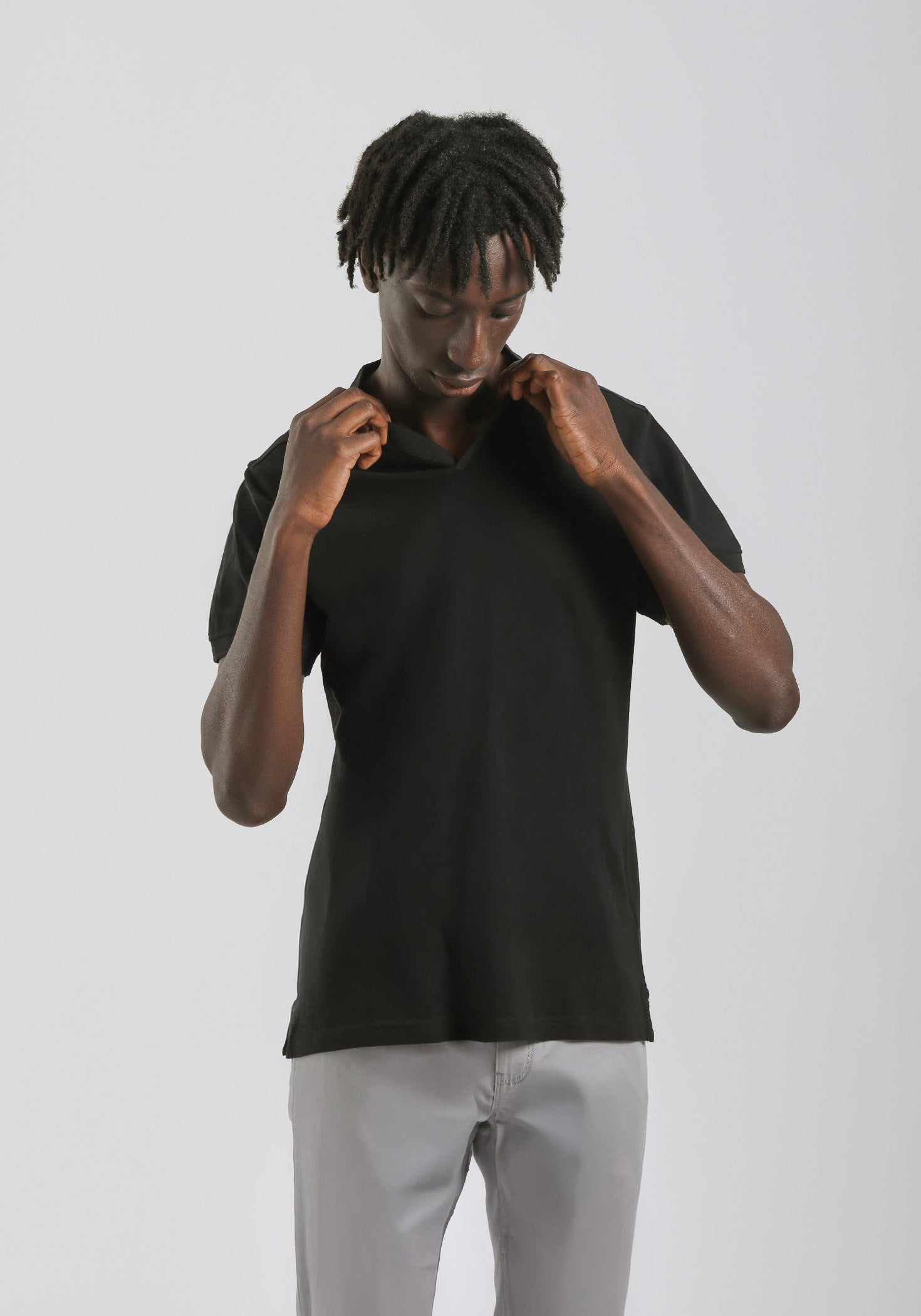 Polo coreana 100% cotone|Colore:Nero